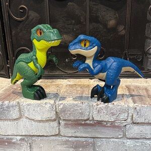 Jurassic World Camp Cretaceous Green XL & Imaginext Raport XL Blue Dinosaur Set
